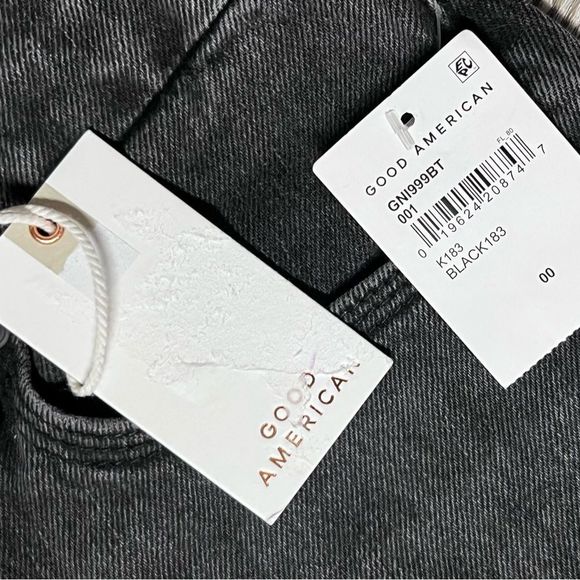 Women’s GOOD AMERICAN black hood 90’s high rise straight leg jeans - Picture 8 of 11